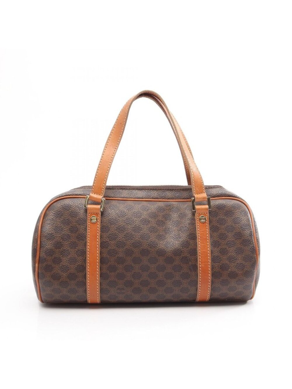 Celine Macadam Brown Canvas Leather Handbag
